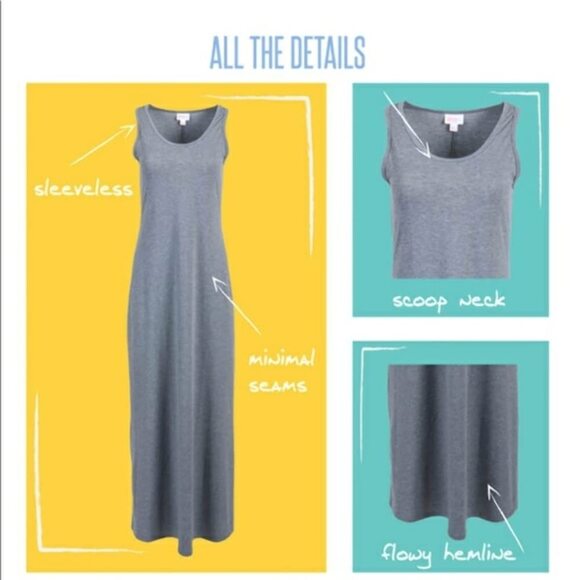 LuLaRoe Dani Tank Dress XL Blue White Gingham Scuba Maxi Summer Picnic Retro - Picture 7 of 8